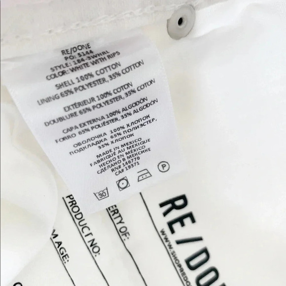 Re/Done Originals 90s High Rise Loose in White Denim With Rips Size 30 NWT - Picture 14 of 15